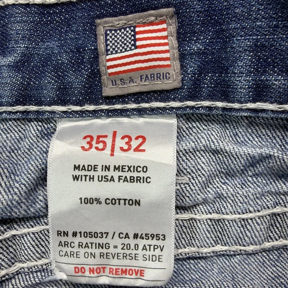 Ariat FR M4 Low Rise Boot Cut Jeans Mens 35x32 (Fits 36x30) Distressed‎